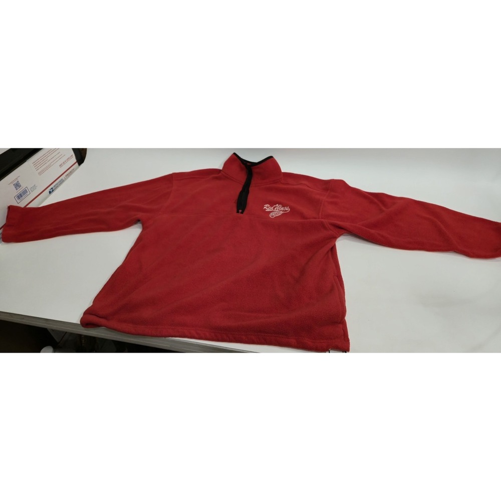 Vintage Detroit Red Wings Fleece Pullover | Red Pro Edge NHL Large 1/4 Zip